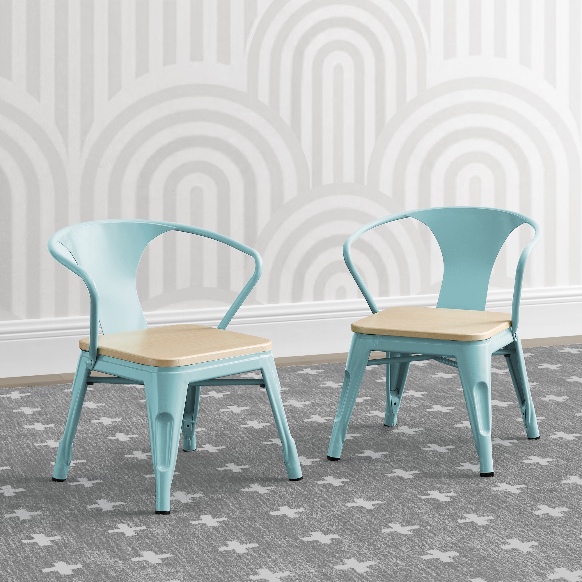 Modern Bistro 2-Piece Chair Set for Outdoor Patio, Cafe, Restaurant & Garden Dining - Lightweight & Durable Metal Bistro Chairs with Comfortable Seat Cushions