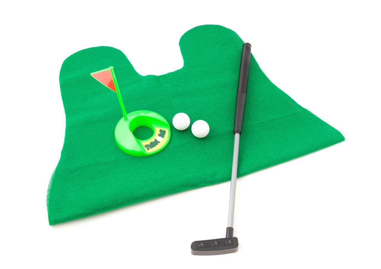 Relaxdays Mini Golf Toilet Set - 6-Piece Bathroom Golf Game for Adults & Kids - Fun Indoor Activity for Parties, Gifts & Family Game Night