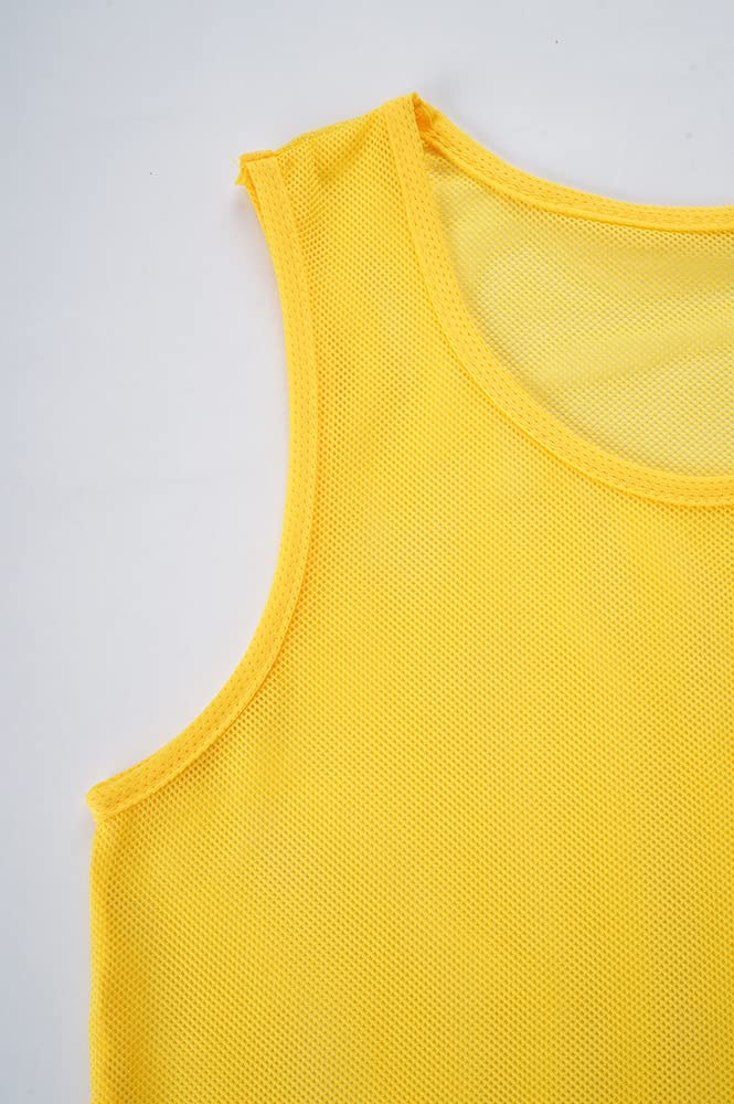 12 Pack Reversible Scrimmage Vests for Soccer, Basketball & Team Sports - Breathable Mesh Practice Jerseys with Carry Bag - Ideal for Training, Drills & Youth Sports