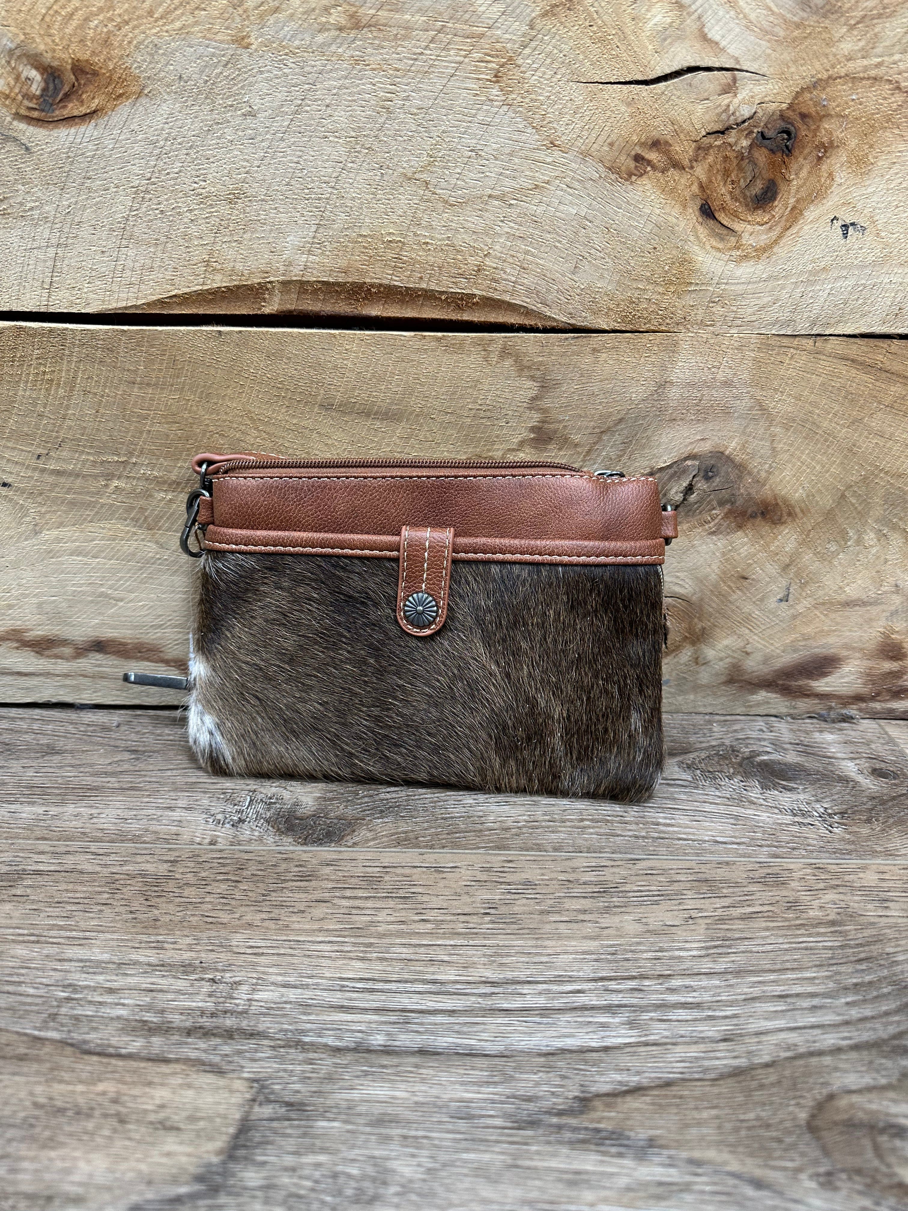 Wrangler Genuine Hair-on Cowhide Crossbody Bag for Women - Stylish Leather Purse for Everyday Use, Travel & Outdoors