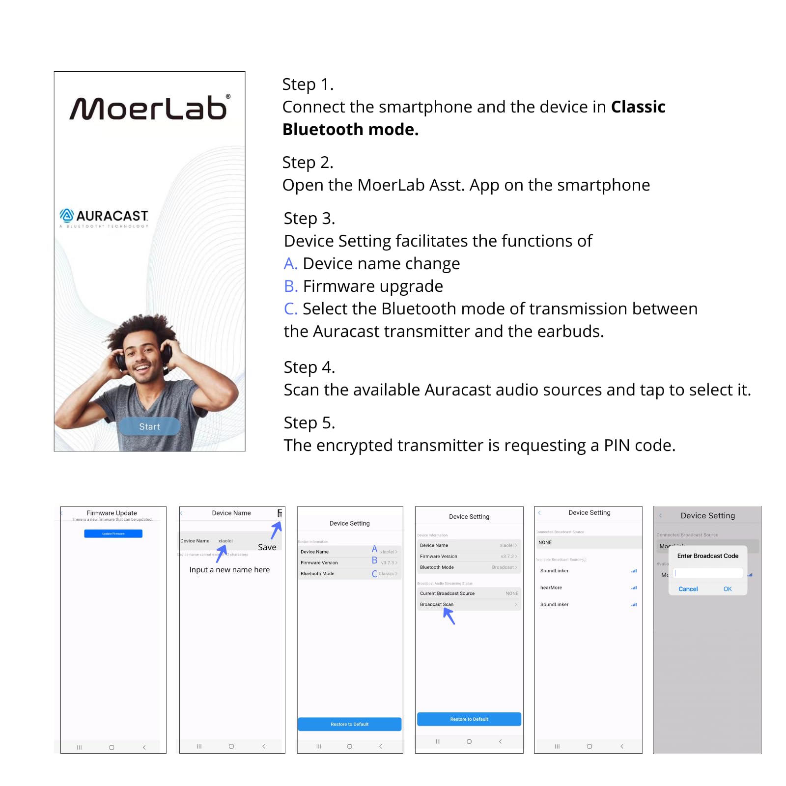 hearClear Bluetooth Auracast Wireless Earbuds - Seamless Switching Between Classic Bluetooth & Auracast for Easy Audio Sharing | Auracast Assistant App Enabled | Perfect for Gym, Travel & Multi-Device Listening