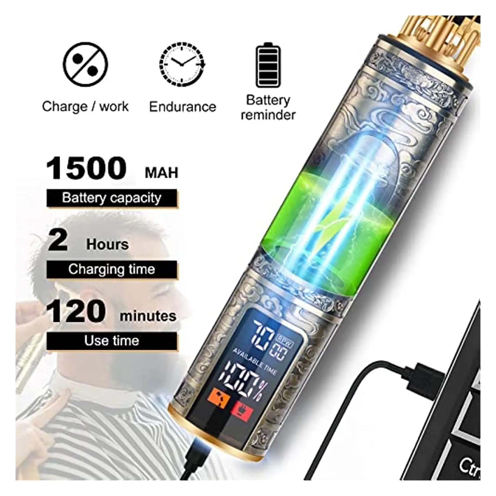 Original Razors Power Display Retro T9 Heavy Duty Waterproof Electric Shaver - Super Large Battery Capacity Hair Trimmer for Men (ABS Dragon) | Perfect for Travel, Gym & Daily Grooming