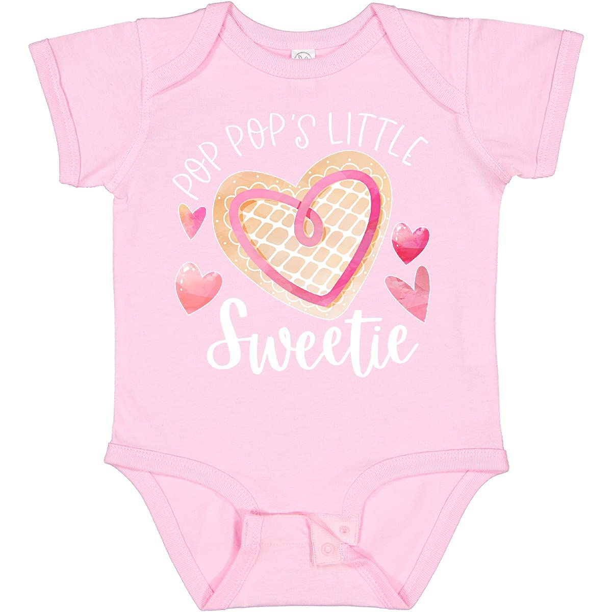 Inktastic Pop Pop's Little Sweetie Pink Heart Cookie Baby Bodysuit - Soft Cotton Onesie for Newborns, Infants & Toddlers - Perfect for Family Photos, Holidays & Special Occasions