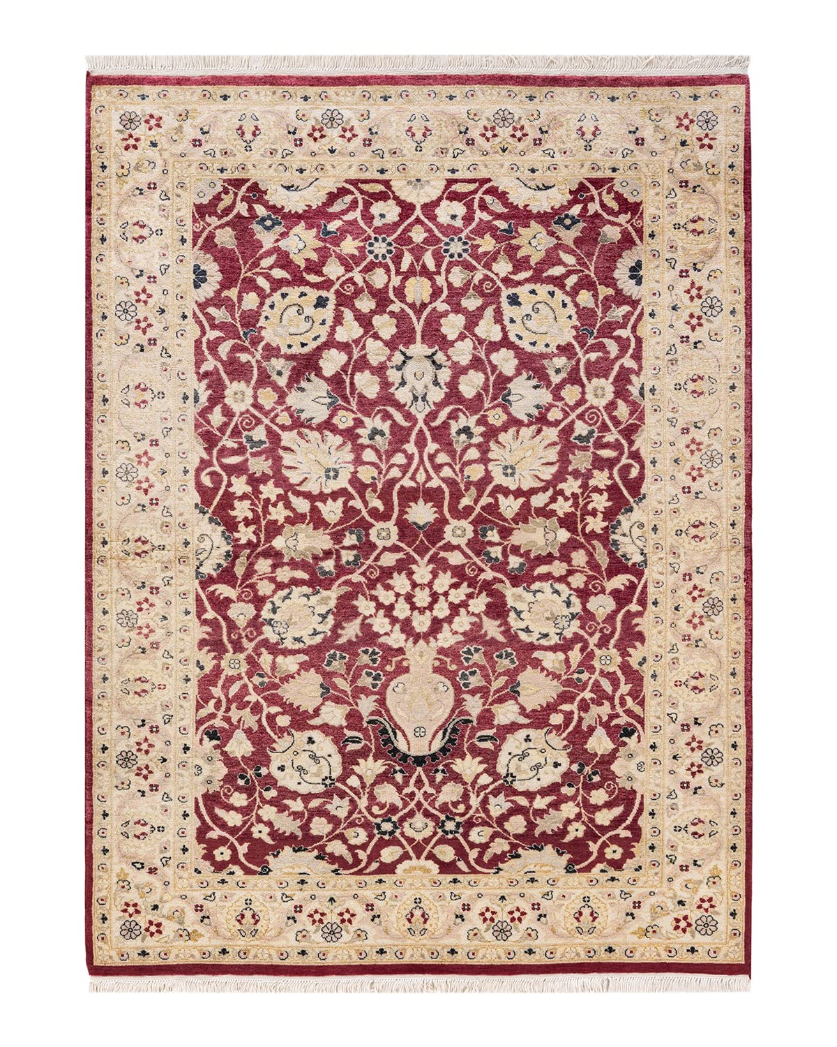 Handmade Wool Oriental Mogul Orange 4x6 Area Rug - One of a Kind Hand Knotted Traditional Design - Perfect for Living Room, Bedroom, or Home Decor