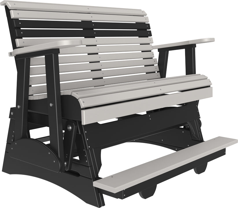 LuxCraft 4 Foot Plain Balcony Glider Chair - Outdoor Patio Swing for Relaxing on Porch, Deck or Garden