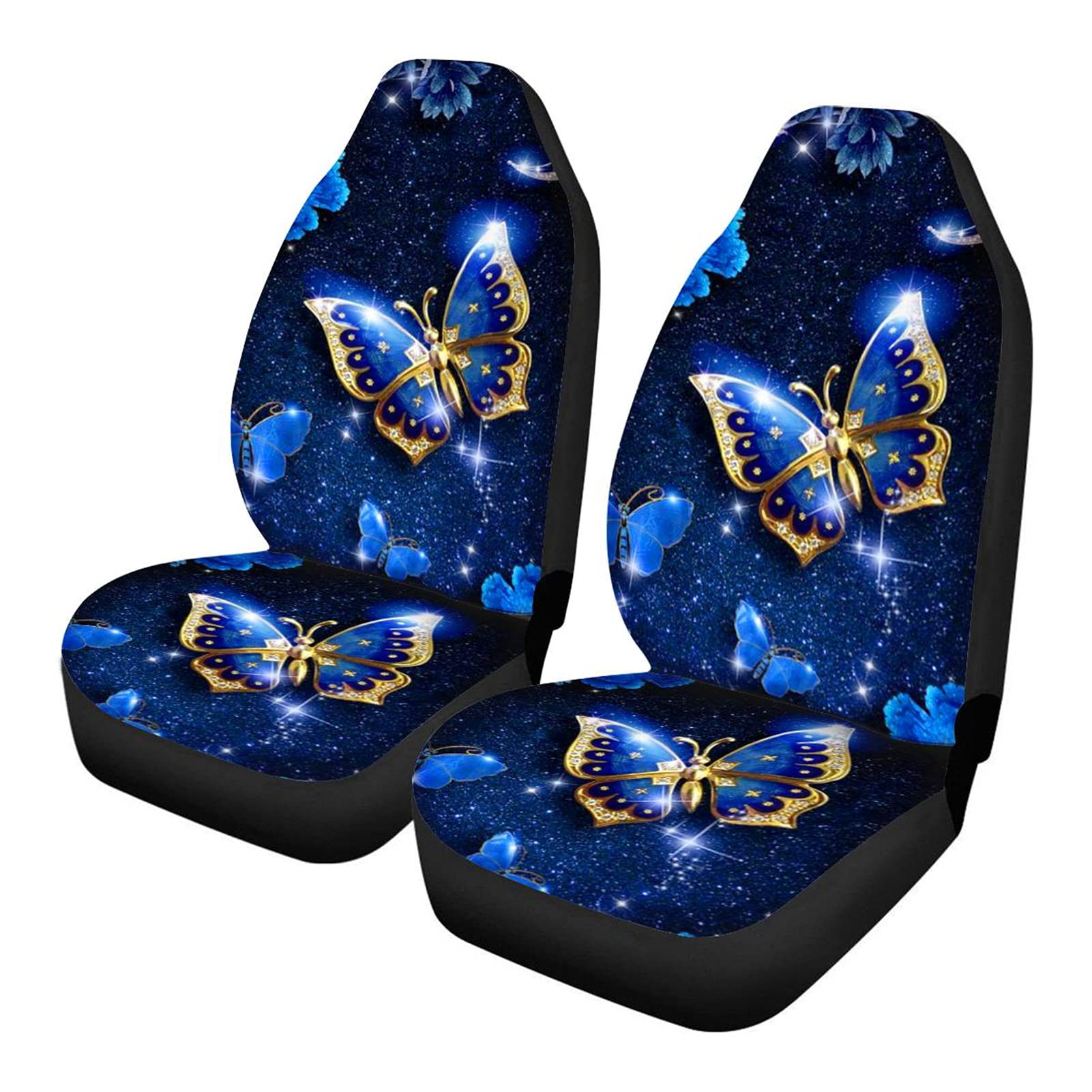 Galaxy Butterfly Car Seat Covers (2-Pack) - Universal Fit for Trucks, Cars & Vans - Premium Front Seat Protectors & Cushions - Perfect for Daily Commute, Road Trips & Interior Protection