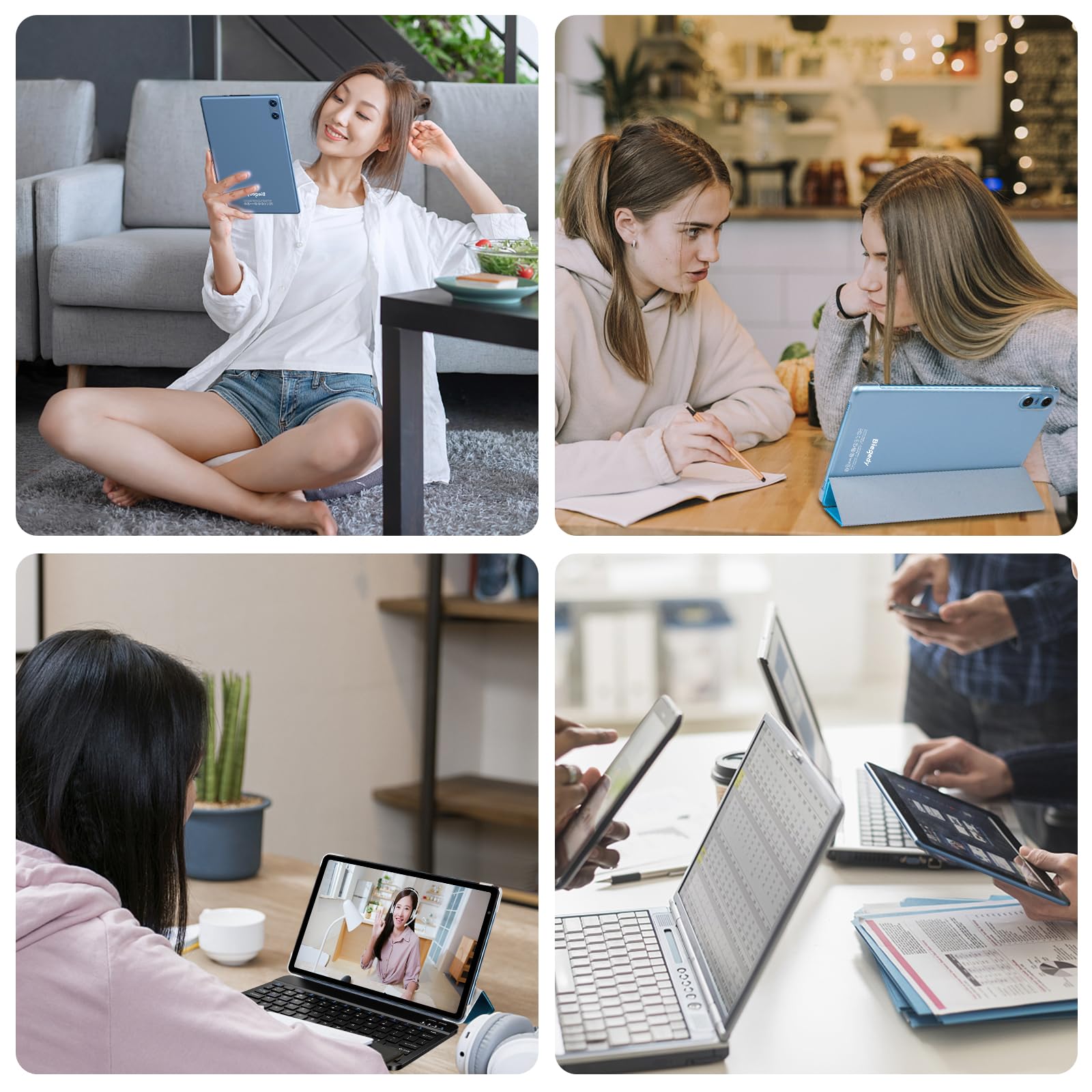 Biegedy 10 Inch Android 14 Tablet - 20GB RAM 128GB ROM (1TB Expandable) Octa-Core Processor, 5G WiFi, 5MP+8MP Dual Camera - 2-in-1 Tablet with Keyboard & Mouse Included - Perfect for Work, Study, and Entertainment - Blue
