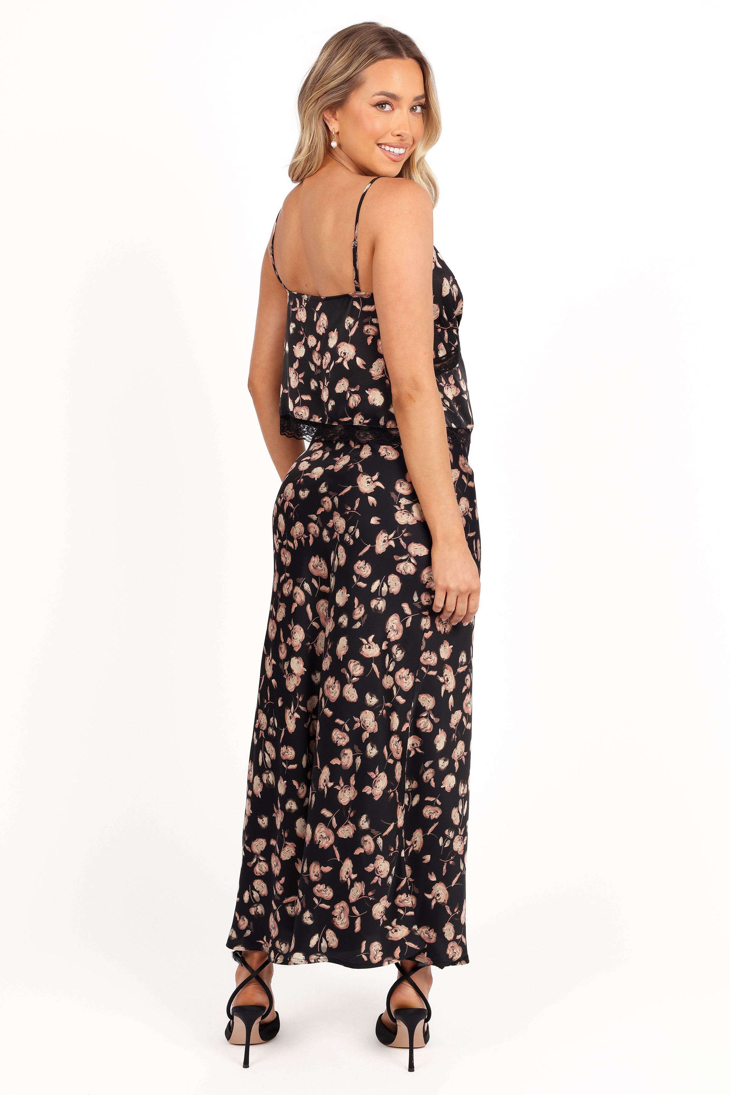 Aurelia Black Floral Two Piece Set - Women's Summer Outfit for Beach, Vacation & Casual Wear