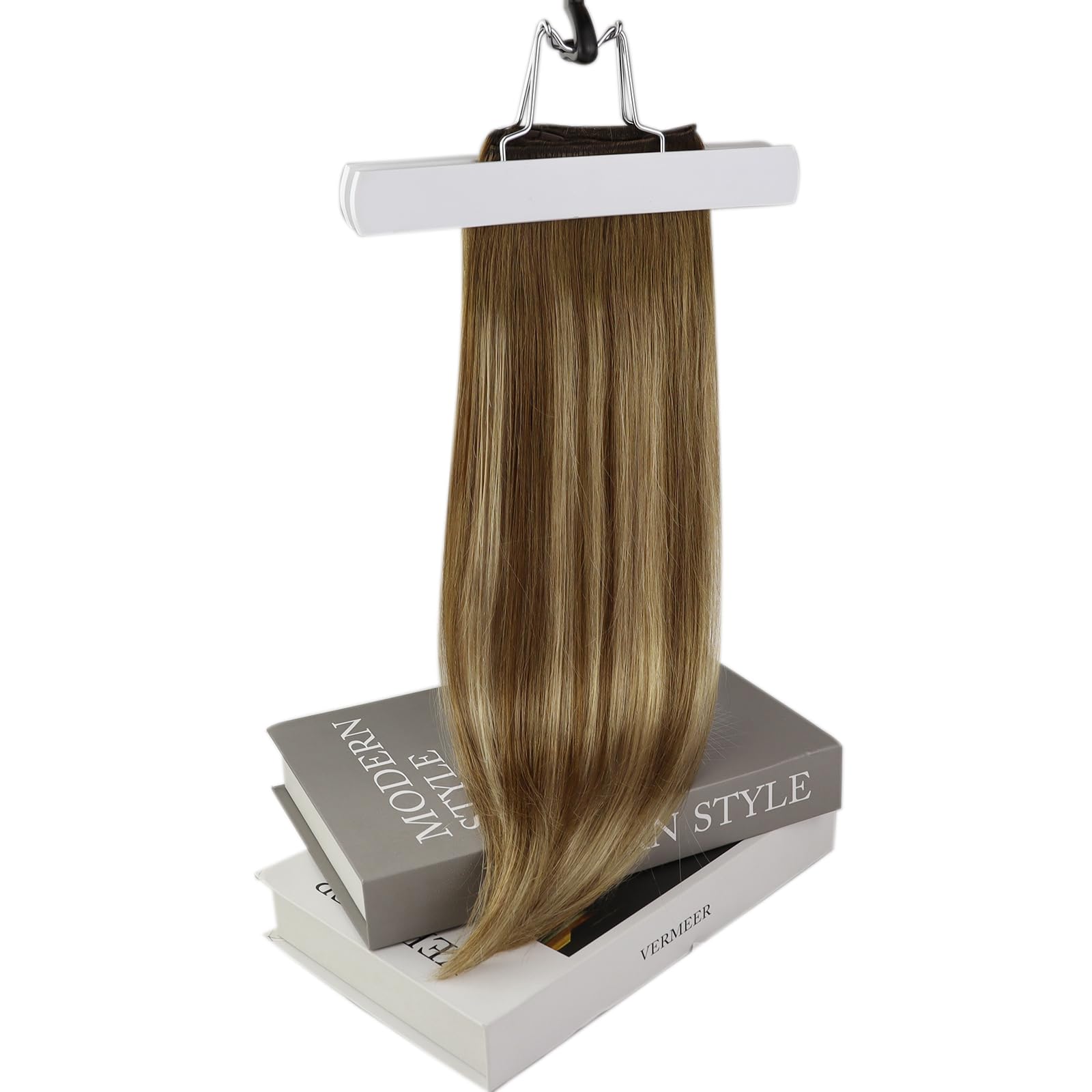 Silky Straight Brazilian Human Hair Extensions Clip-in 8Pcs 120g 22 Inch - Full Shine Brown to Honey Blonde Blend Remy Hair for Natural Volume & Length | Perfect for Parties, Weddings & Daily Styling