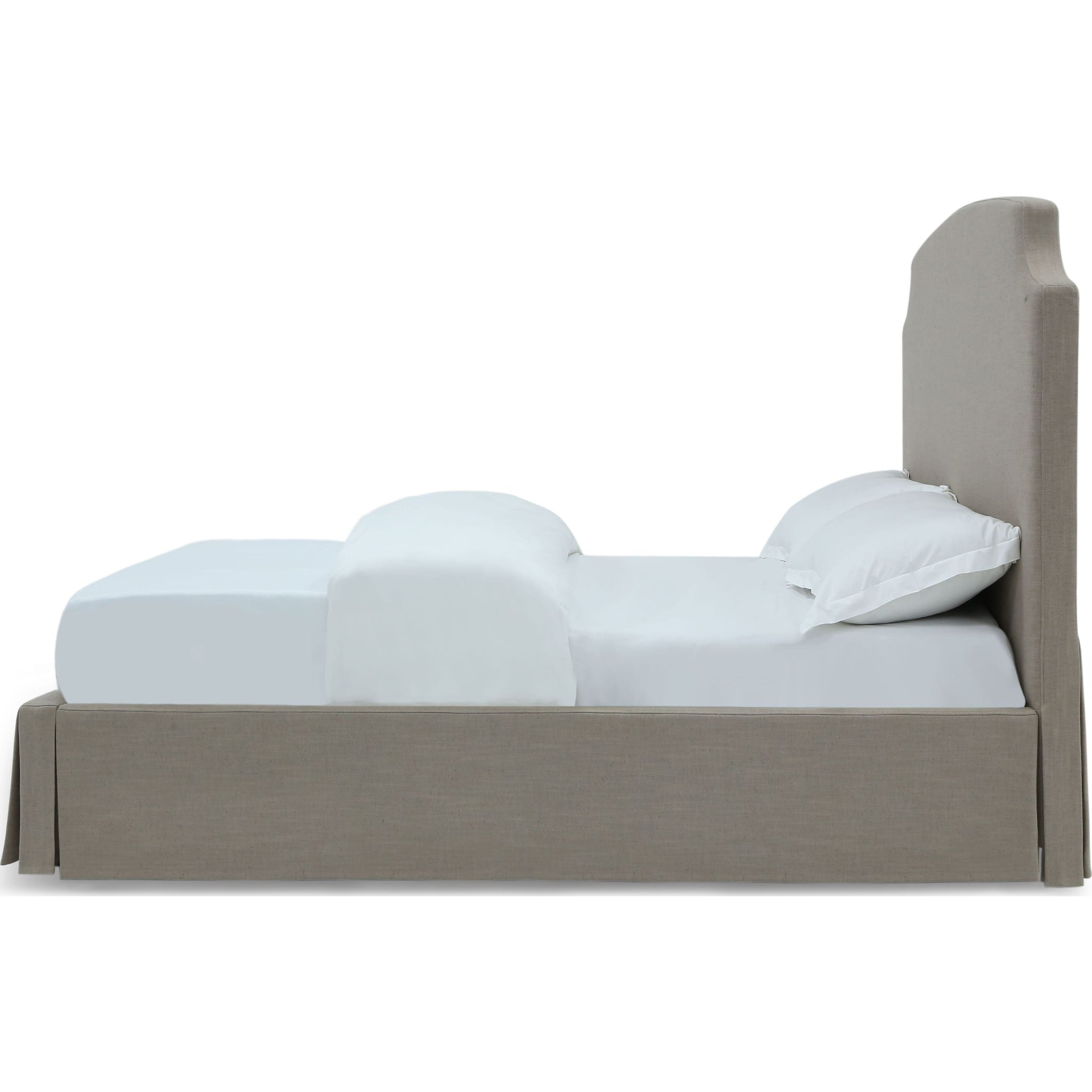Laurel Upholstered Skirted Storage Panel Bed in Wheat - Queen Size Platform Bed with Hidden Storage for Small Bedrooms, Guest Rooms & Apartments