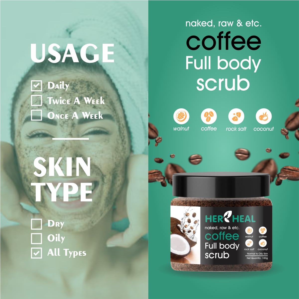 Exfoliating Coffee Body Scrub for Tan Removal & Smooth Skin | Coconut Oil Enriched Detox Scrub for Women & Men | Removes Dead Skin Cells, Dirt & Tan from Neck, Knees, Elbows & Arms | 100g Natural Skincare | Perfect for Post-Workout, Spa Day or Pre-Beach Prep