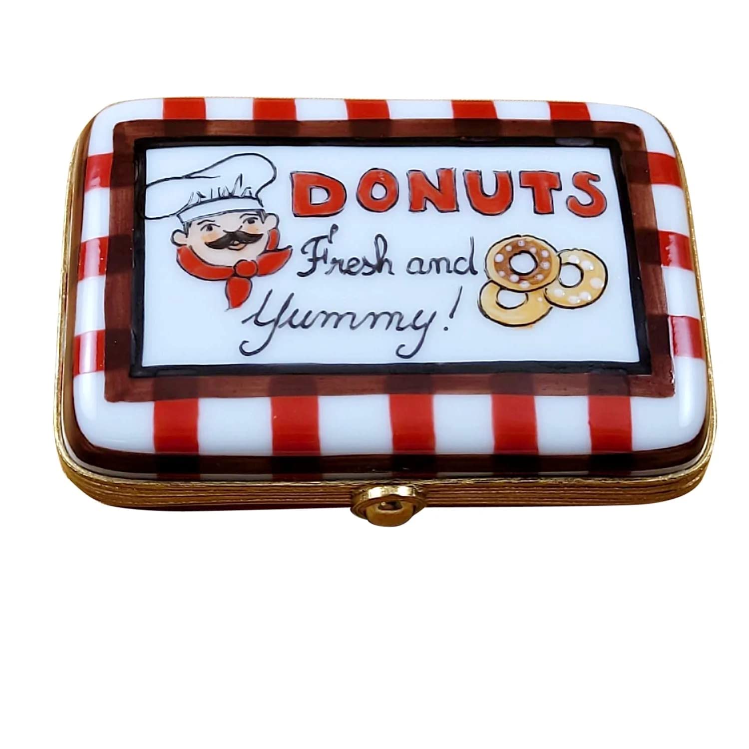 Limoges Donut Box - Hand-Painted Porcelain Collectible with Six Donuts | Perfect for Gift Giving, Home Decor & Donut Lovers