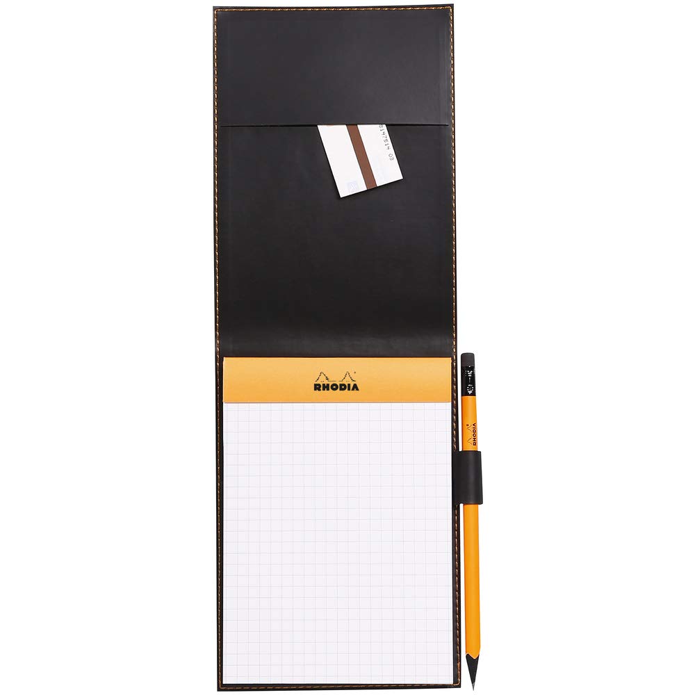 Premium Rhodia Notepad Holder with 4.5x6.5 Orange Refillable Pad - Perfect for Office, Journaling & Sketching | Durable Writing Accessories for Professionals & Artists