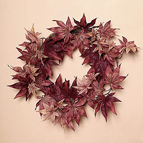 70-Inch Burgundy Artificial Fall Maple Leaf Garland - Faux Autumn Foliage for Wedding, Party & Reception Decor - Home & Event Decoration Supplies