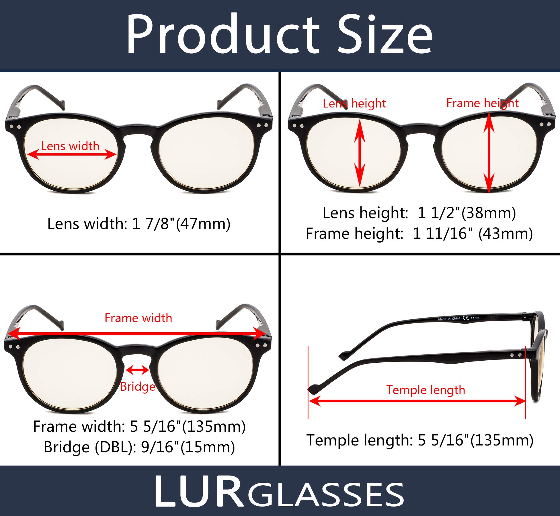 Blue Light Blocking Computer Reading Glasses - 3 Pack UV Protection Anti Glare Round Retro Readers for Women - Perfect for Office, Gaming & Screen Time