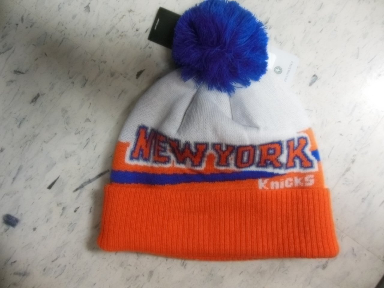 Adidas New York Knicks Script Knit Cuffed Pom Beanie Hat for Men & Women - Warm Winter Knit Cap for Basketball Fans, Outdoor Sports & Casual Wear