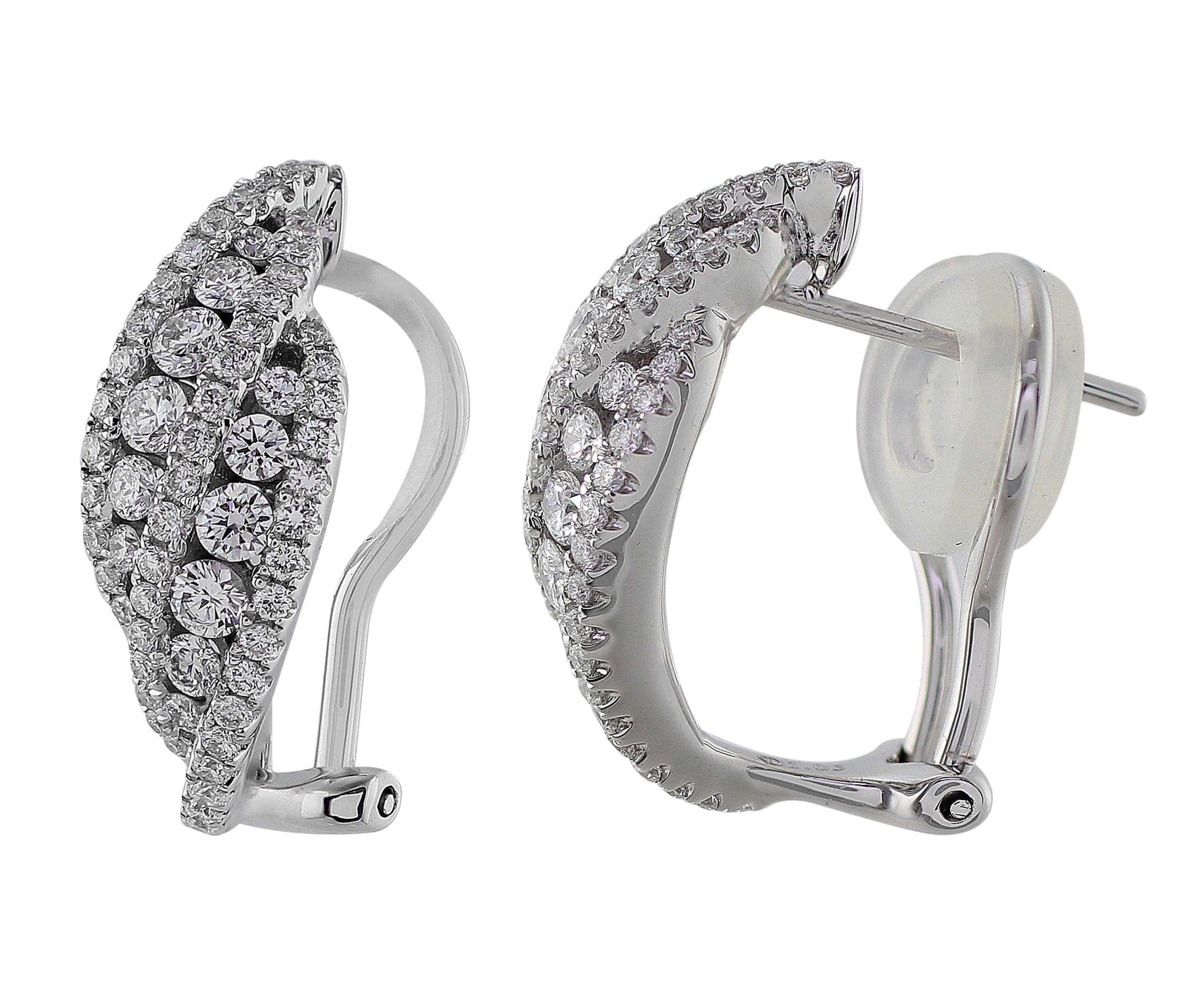 18K White Gold Diamond Huggie Earrings for Women - Elegant & Dainty Hoop Earrings for Everyday Wear, Gift, Wedding & Special Occasions