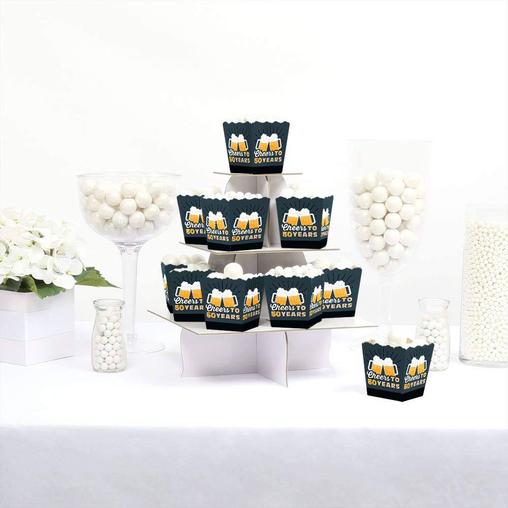Cheers & Beers 50th Birthday Party Favor Boxes - Set of 12 for Candy Treats