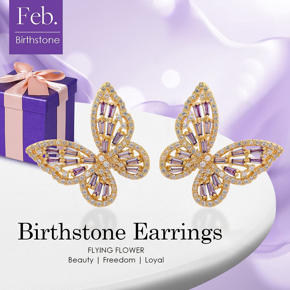 Sparkling Rhinestone Butterfly Bow Earrings for Women - 14K Gold Plated Cubic Zirconia Sterling Silver Dangle Earrings | Hypoallergenic Cute Jewelry for Valentine's Day, Prom, Wedding & Bridal Accessories | Perfect Gift for Mom, Girlfriend & Special Occasions
