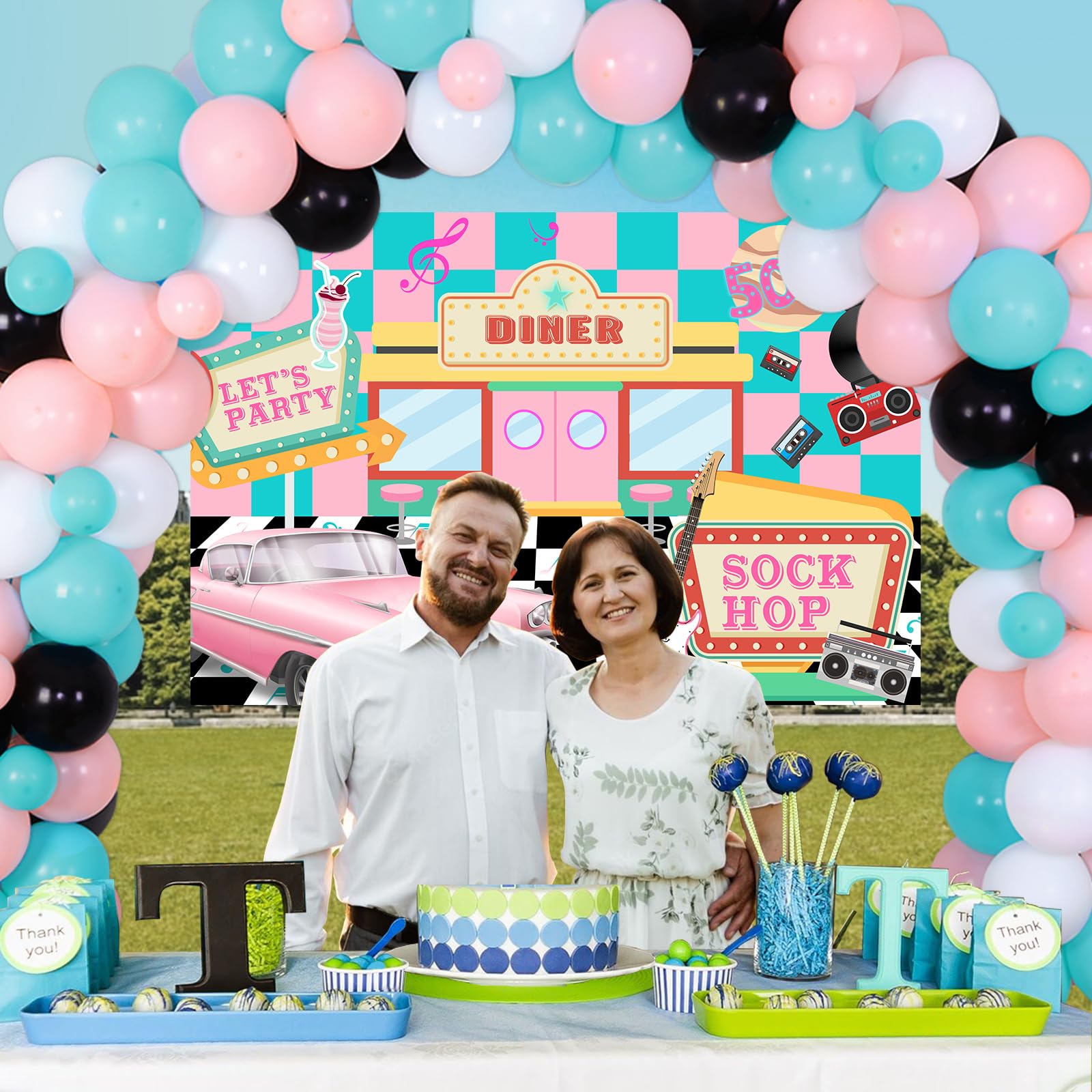 50's Theme Party Decorations Sock Hop - Retro 50s Party Supplies for Adults with Music Note Balloons, Disco Ball Decor & Unique Backdrop - Perfect for Birthday, Anniversary & 1950s Themed Events