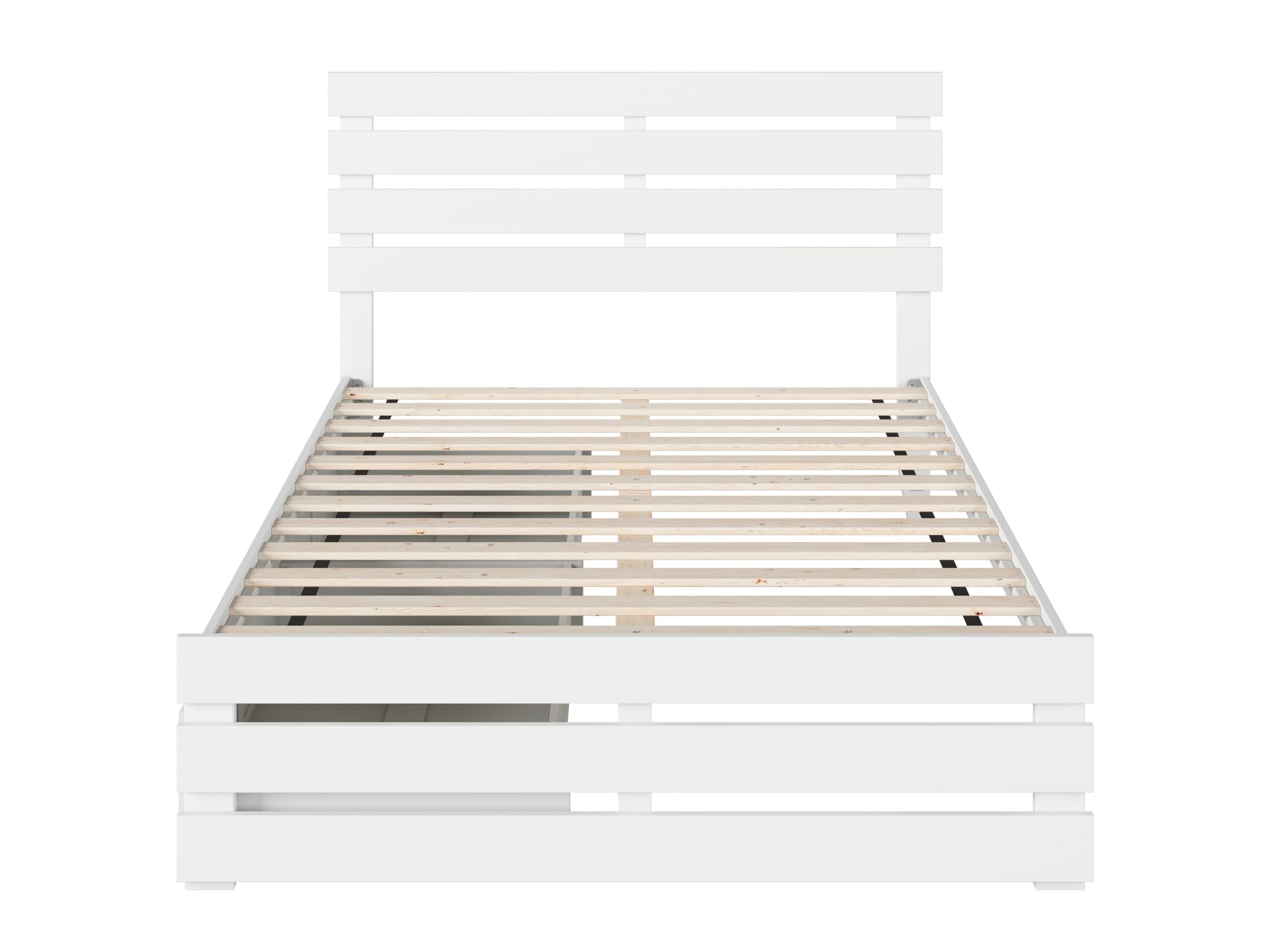 AFI Oxford Full Size Platform Bed with Footboard & 4 Storage Drawers in White - Modern Bedroom Furniture for Small Spaces & Guest Rooms