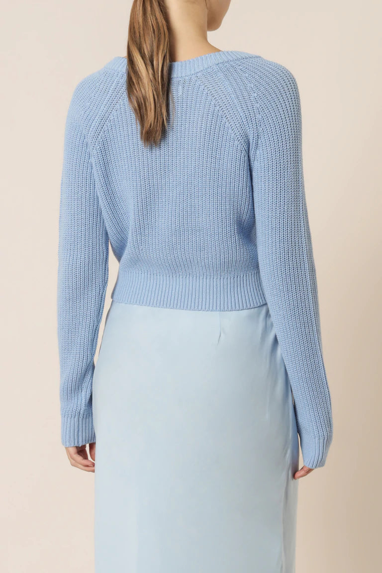 Erin V-Neck Knit Sweater for Women - Soft & Comfortable Sky Blue Pullover - Perfect for Casual Wear, Office & Date Nights