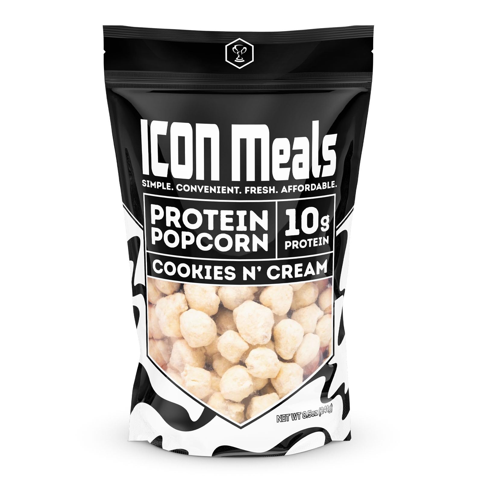 ICON Meals Protein Popcorn - High Protein, All Natural, Air Popped Snack with 10g Protein, Zero Added Sugar, Cookies N' Cream Flavor (8.5 oz Bag) | Perfect for Post-Workout Recovery, Healthy Movie Nights & Keto Diet Snacking