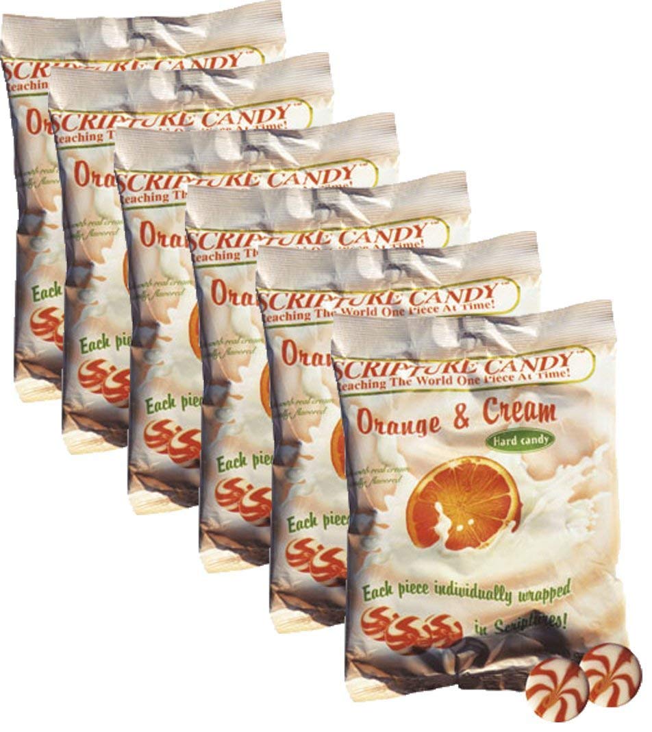Scripture Candy Orange and Cream Bag - 6 Count Pack | Christian Gift, Bible Study Snack, Church Event Treat