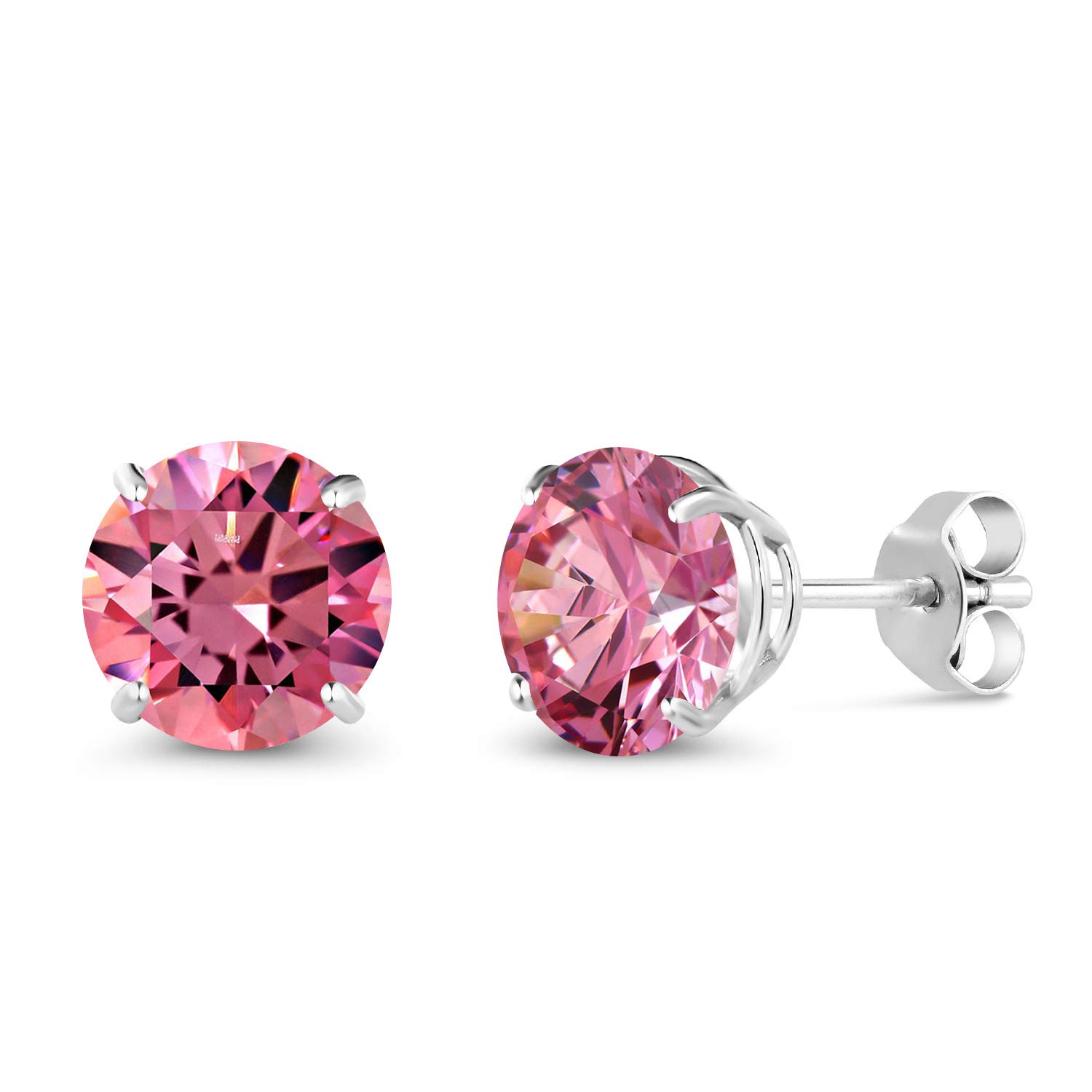 14K White Gold 7MM Round Gemstone Birthstone Stud Earrings for Women & Men | Personalized Zodiac Jewelry Gift | Perfect for Birthdays, Anniversaries & Special Occasions