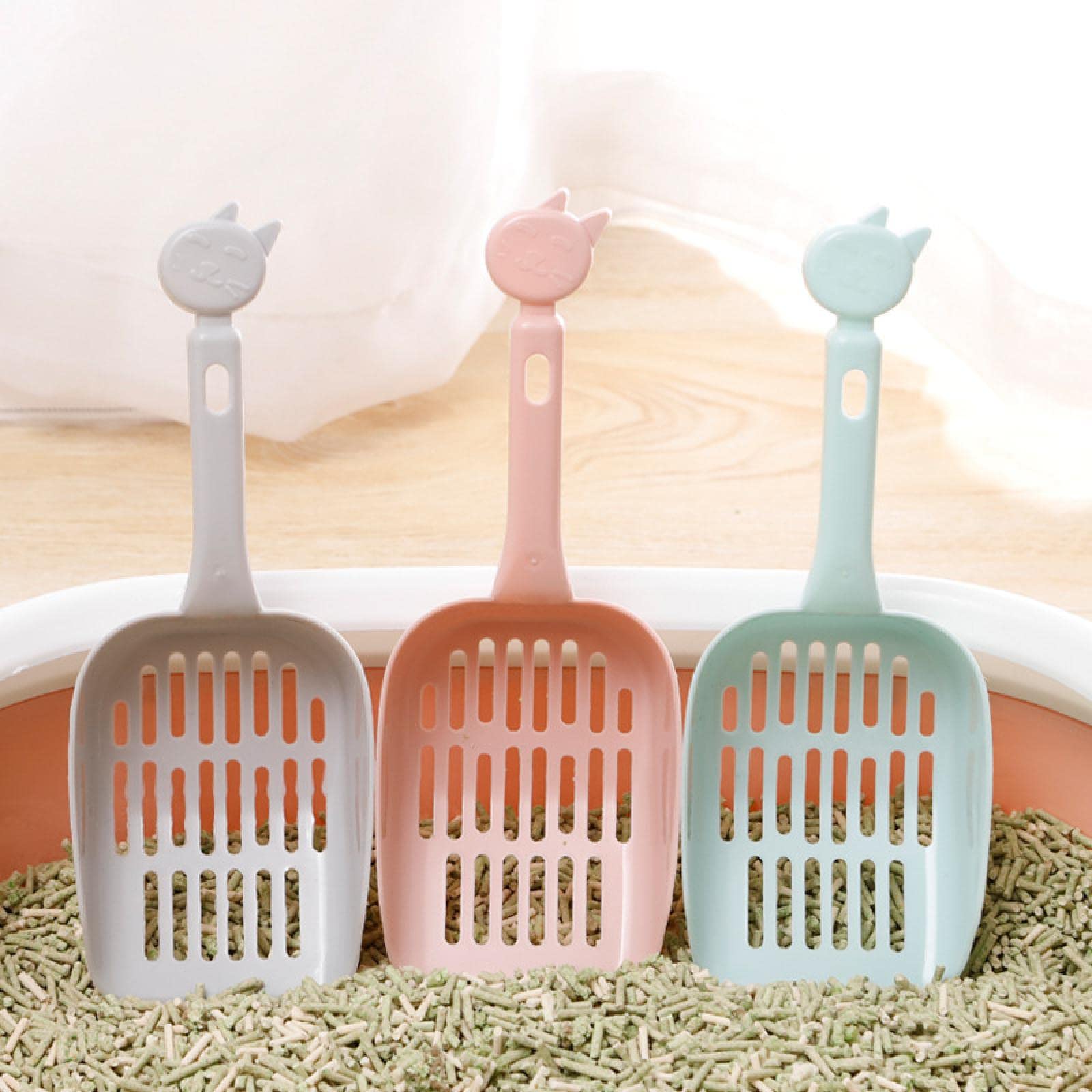 Premium Cat Litter Scoop with Ergonomic Handle - Stainless Steel Mesh Shovel for Easy Cleaning - Durable Pet Waste Scooper (Pink) - Perfect for Litter Box Maintenance & Multi-Cat Households