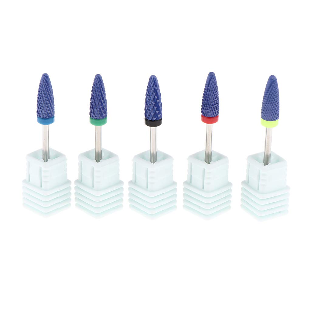 5 Pack Ceramic Nail Drill Bits for Electric Nail File - Professional Polishing & Grinding Heads for Manicure, Pedicure & Nail Art - Perfect for Salon & Home Use