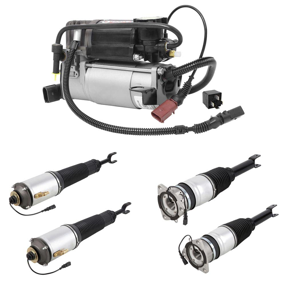Duralo 1192-2109 Front & Rear Air Shocks Struts with Compressor for 2004 Audi A8 Quattro - Premium Suspension Upgrade for Smooth Rides & Heavy Loads | Perfect for Highway Cruising & Towing