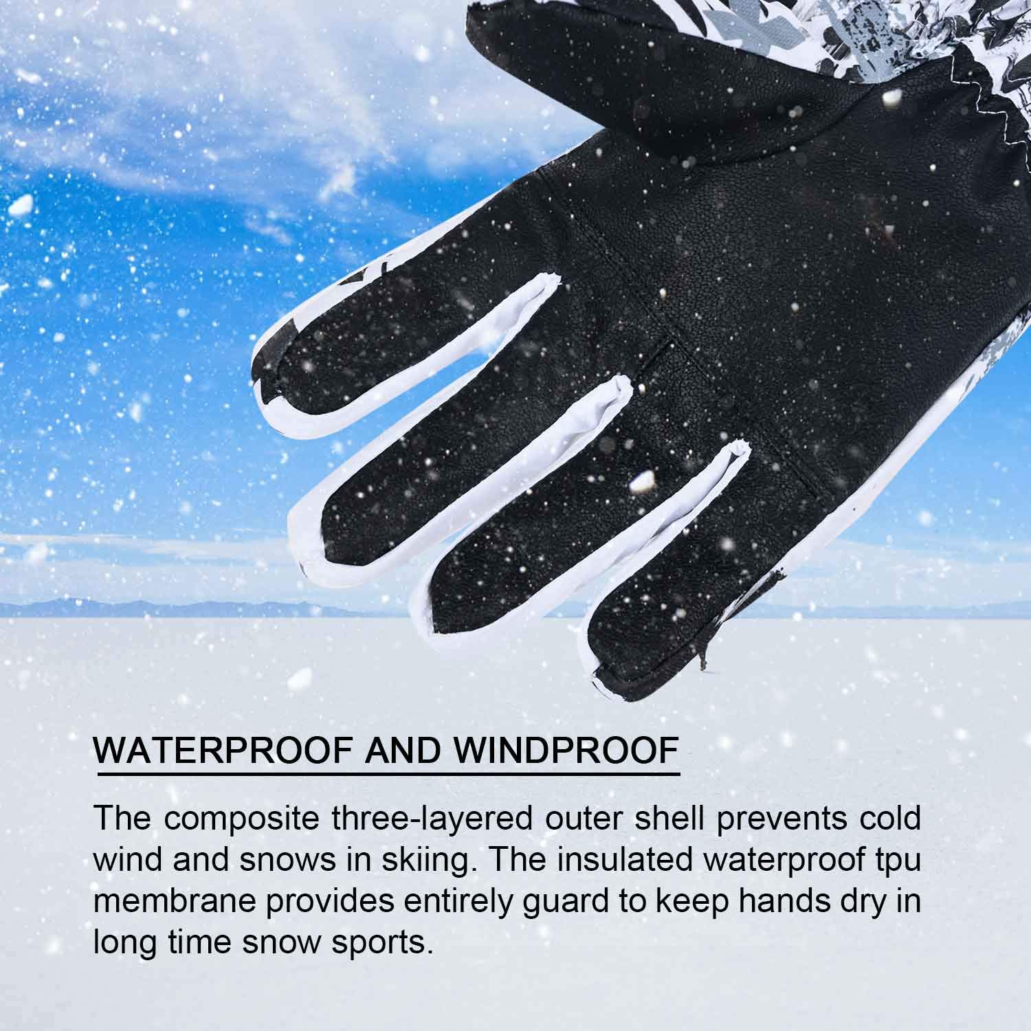 Waterproof Touchscreen Ski Gloves for Men & Women - Winter Snow Gloves for Skiing, Hiking & Motorcycle Riding - Cold Weather Outdoor Sports Accessories