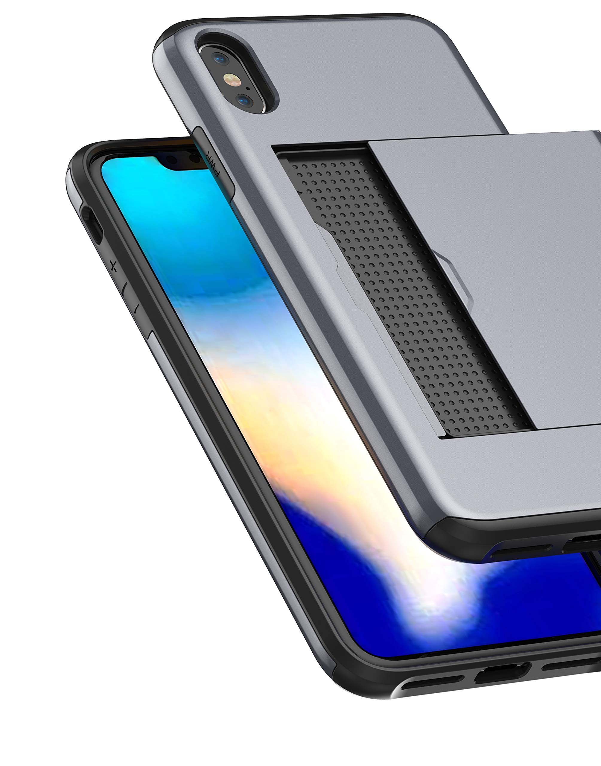 SORAKA iPhone X / Xs Wallet Case with Card Holder - Dual Layer Shockproof Armor Cover (PC + TPU) - White - Perfect for Everyday Use, Travel & Business