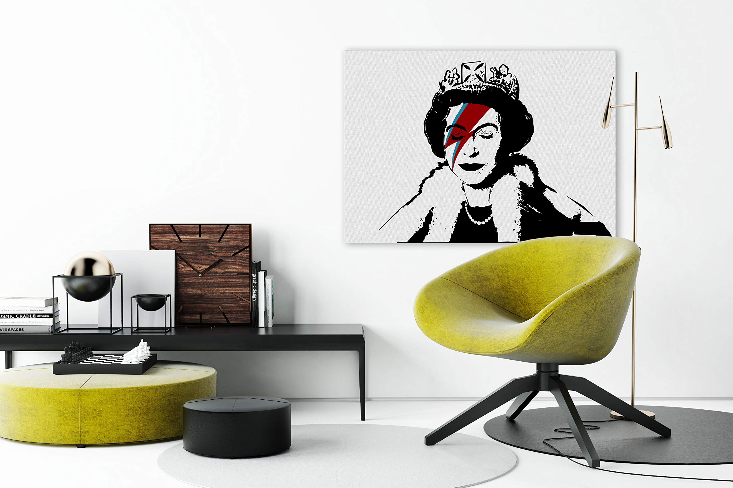 Banksy Queen Elizabeth Street Art Graffiti Canvas Print - Urban Wall Decor Portrait Painting - Perfect for Home Office & Street Art Lover Gifts