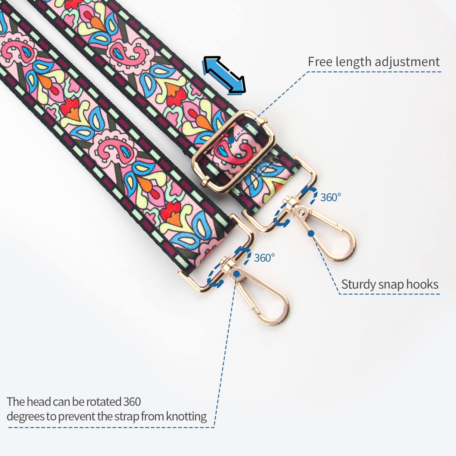 Replacement Purse Strap - Wide Adjustable Crossbody Bag Strap for Women's Handbags, Totes & Shoulder Bags | Perfect for Everyday Use, Travel & Shopping