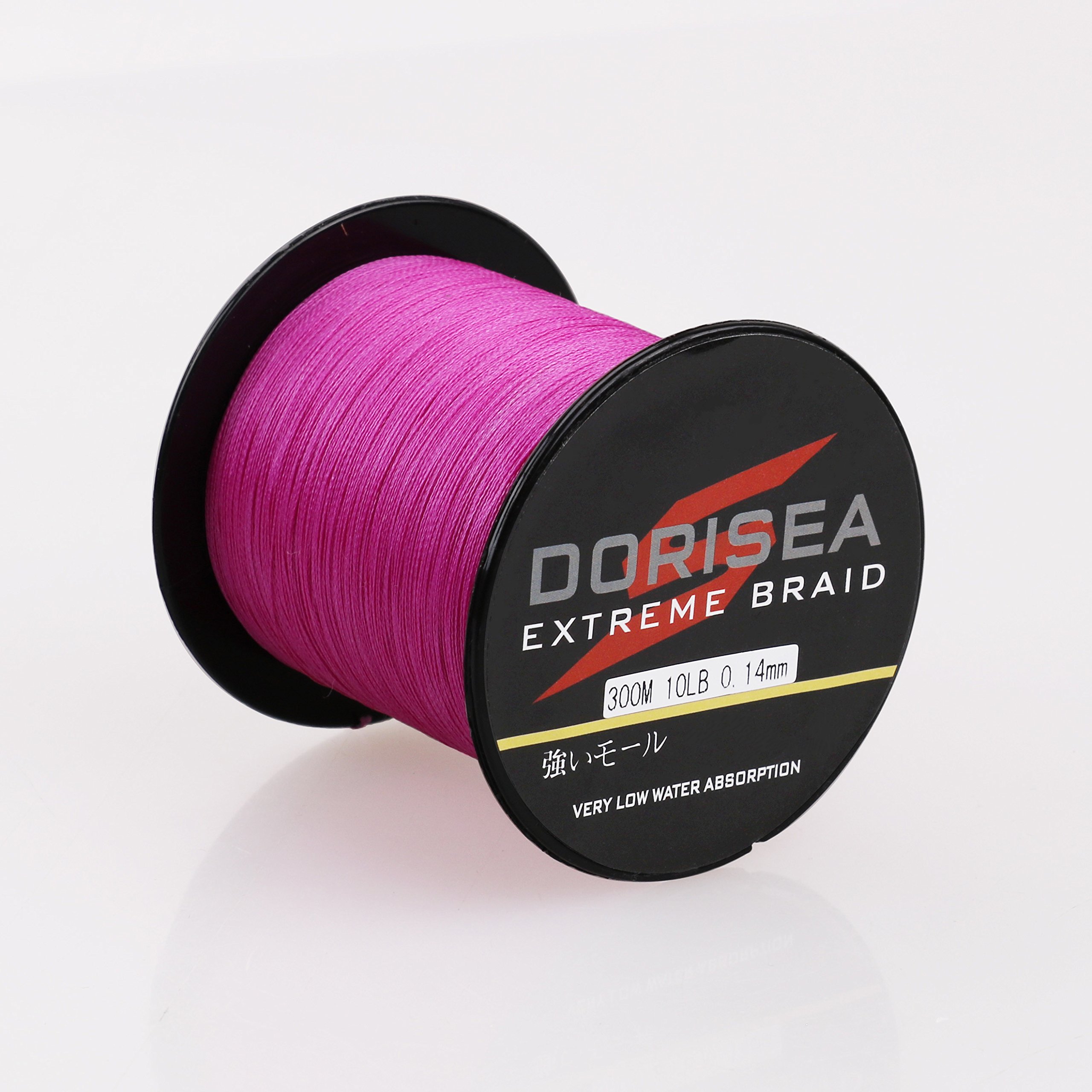Dorisea Extreme Braid 100% PE Pink Braided Fishing Line 109Yards-2187Yards 6-550Lb Test - Super Strong Zero Stretch Fishing Wire for Saltwater & Freshwater Fishing, Trolling, Casting
