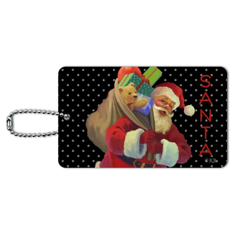 Christmas Santa Sack Graphic Luggage Tag - Durable Carry-On Suitcase ID Tag for Travel | Perfect Holiday Gift for Airplane & Cruise Vacation