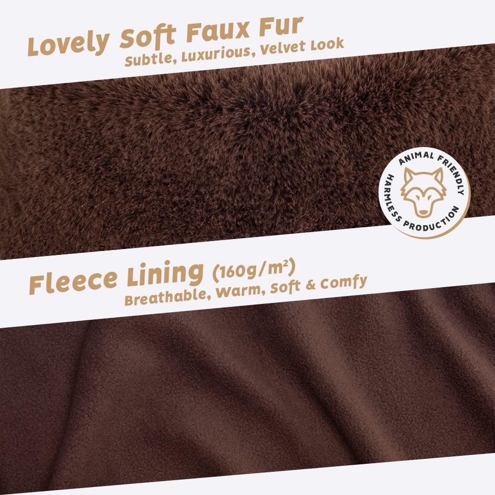 Soft Velvet Faux Fur Ear Warmer Headband for Women - Winter Warm Fleece Lined Head Wrap for Cold Weather - Perfect for Skiing, Snowboarding & Outdoor Activities