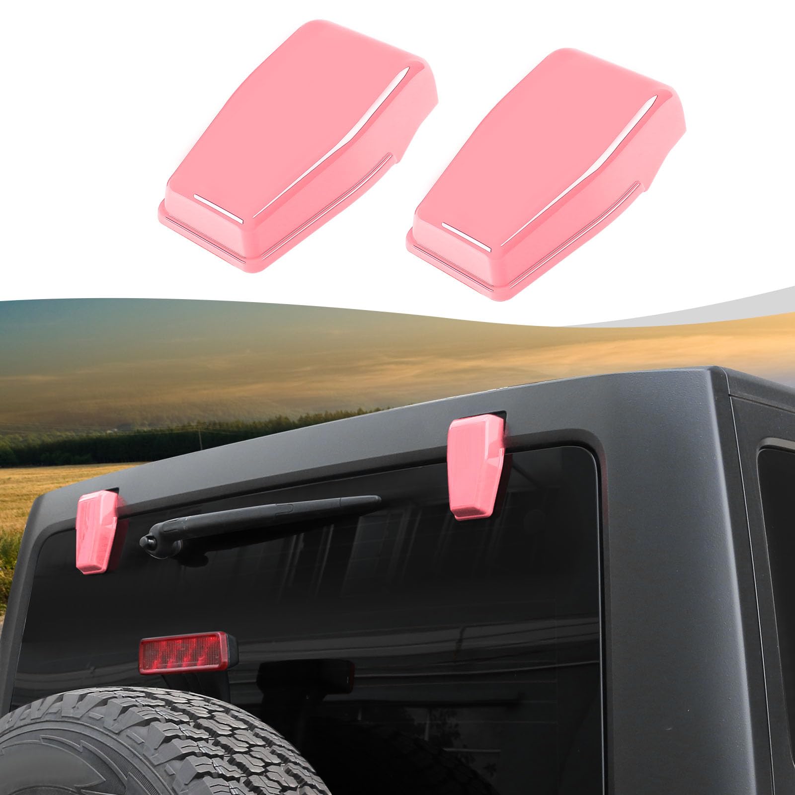Jeep Wrangler JK JKU Rear Tail Window Hinge Cover Trim - Pink Exterior Accessory Compatible with 2007-2018 Models | Durable Decorative Upgrade for Off-Road Adventures & Car Shows