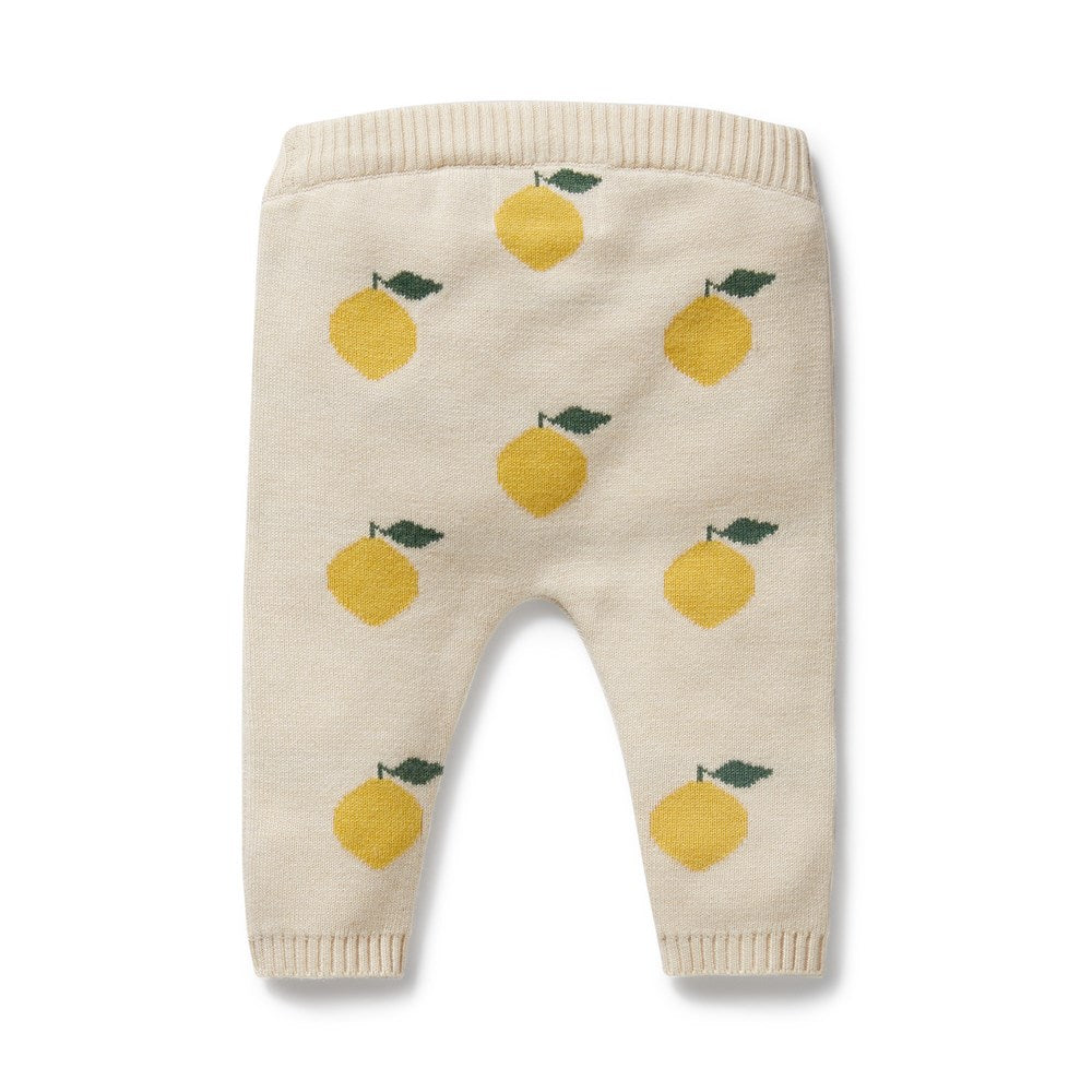 Organic Knitted Jacquard Leggings with Lemony Print - Comfortable & Stylish Women's Yoga Pants for Workout, Lounge & Everyday Wear