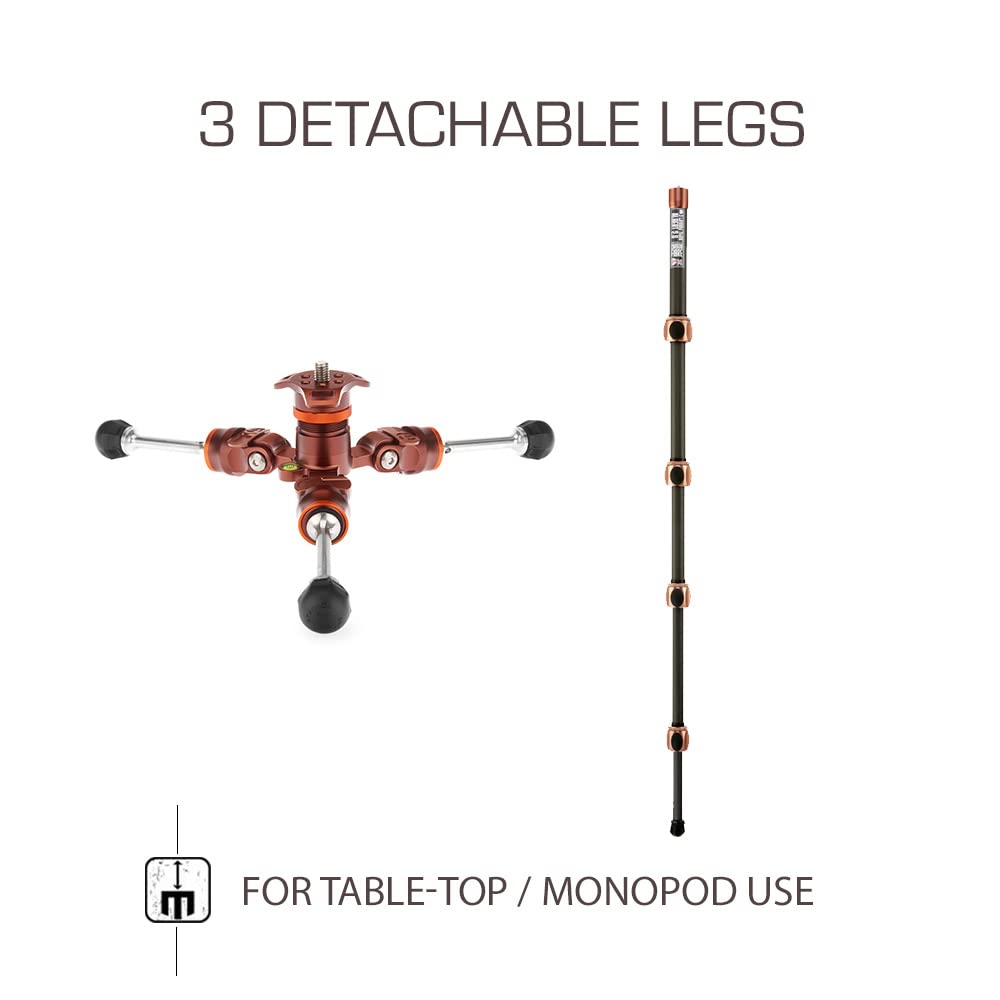 3 Legged Thing Albert 2.0 Carbon Fiber Travel Tripod - Lightweight Compact Tripod System with 70