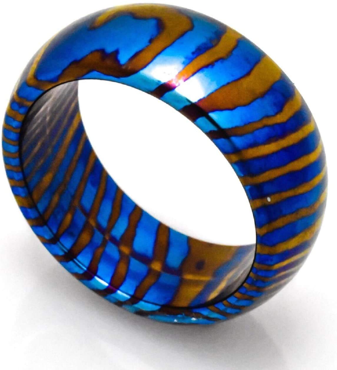 Handmade Damascus Steel Titanium Ring - KE-109-AT Custom Comfort Fit Wedding Band for Men, Unisex Modern Jewelry, Engagement & Statement Ring - Perfect for Weddings, Anniversaries, Gifts & Everyday Wear