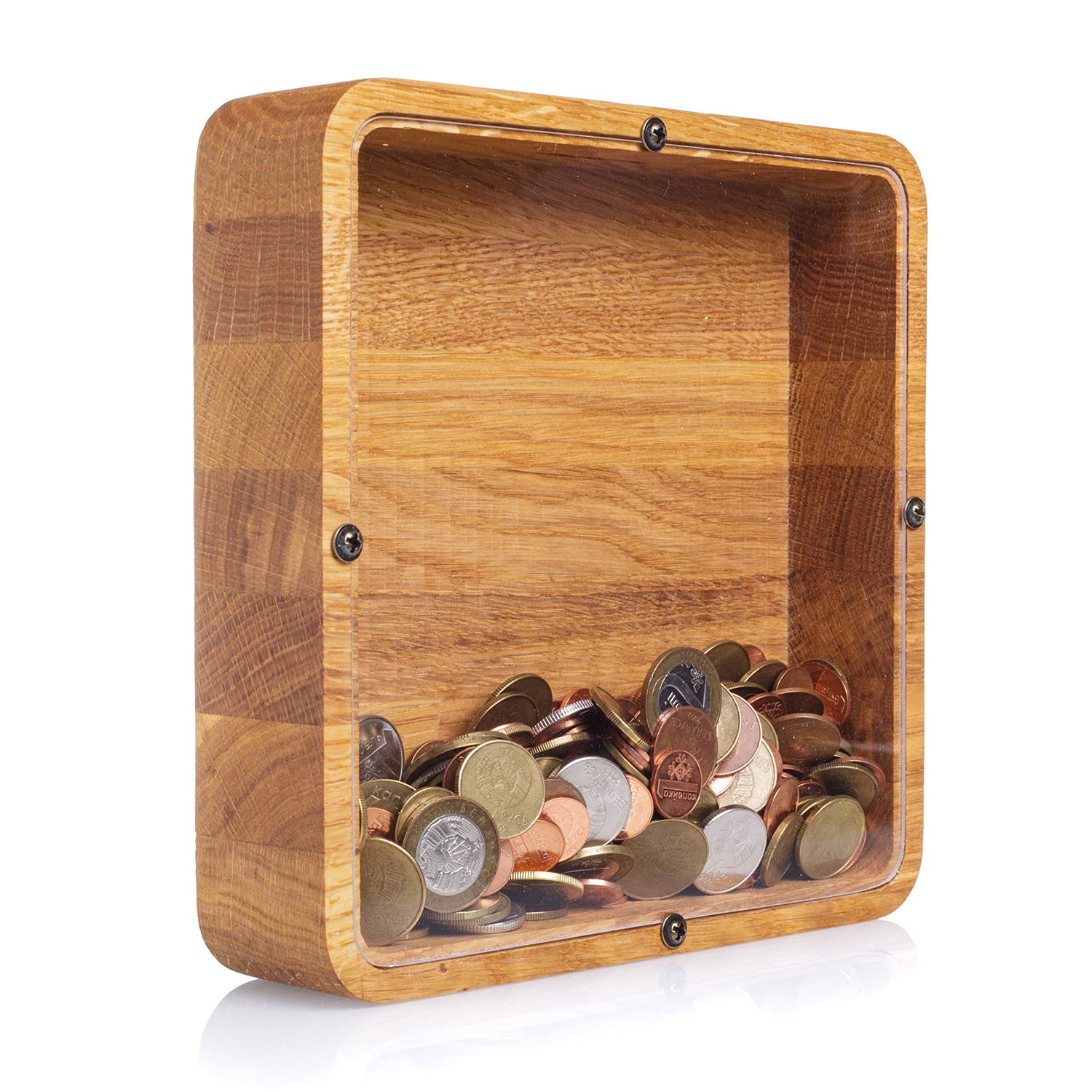 Personalized Wooden Piggy Bank for Adults & Kids - Eco-Friendly Oak Money Box for Wedding, Savings & Tips - Unique Gift for Boys & Girls - Durable Natural Wood in 2 Sizes - Perfect for Home Decor, Birthday Presents & Financial Education