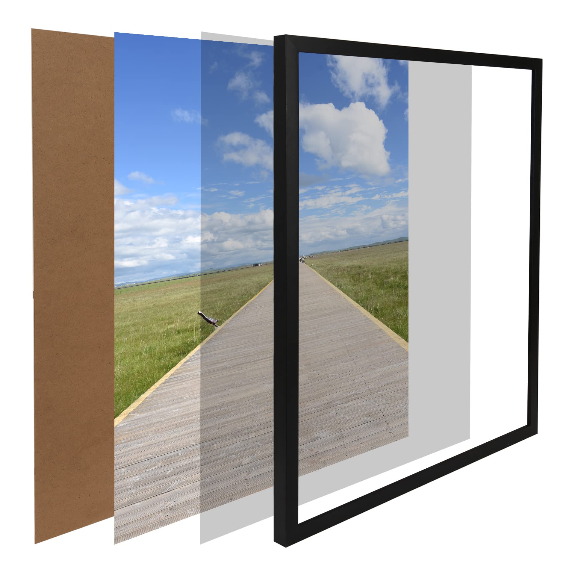 Aynoo 16x20 Black Wooden Poster Frame - Display Pictures, Artwork & Photos - Wall Gallery & Collage Decor - 1 Pack - Perfect for Home, Office & Classroom Displays