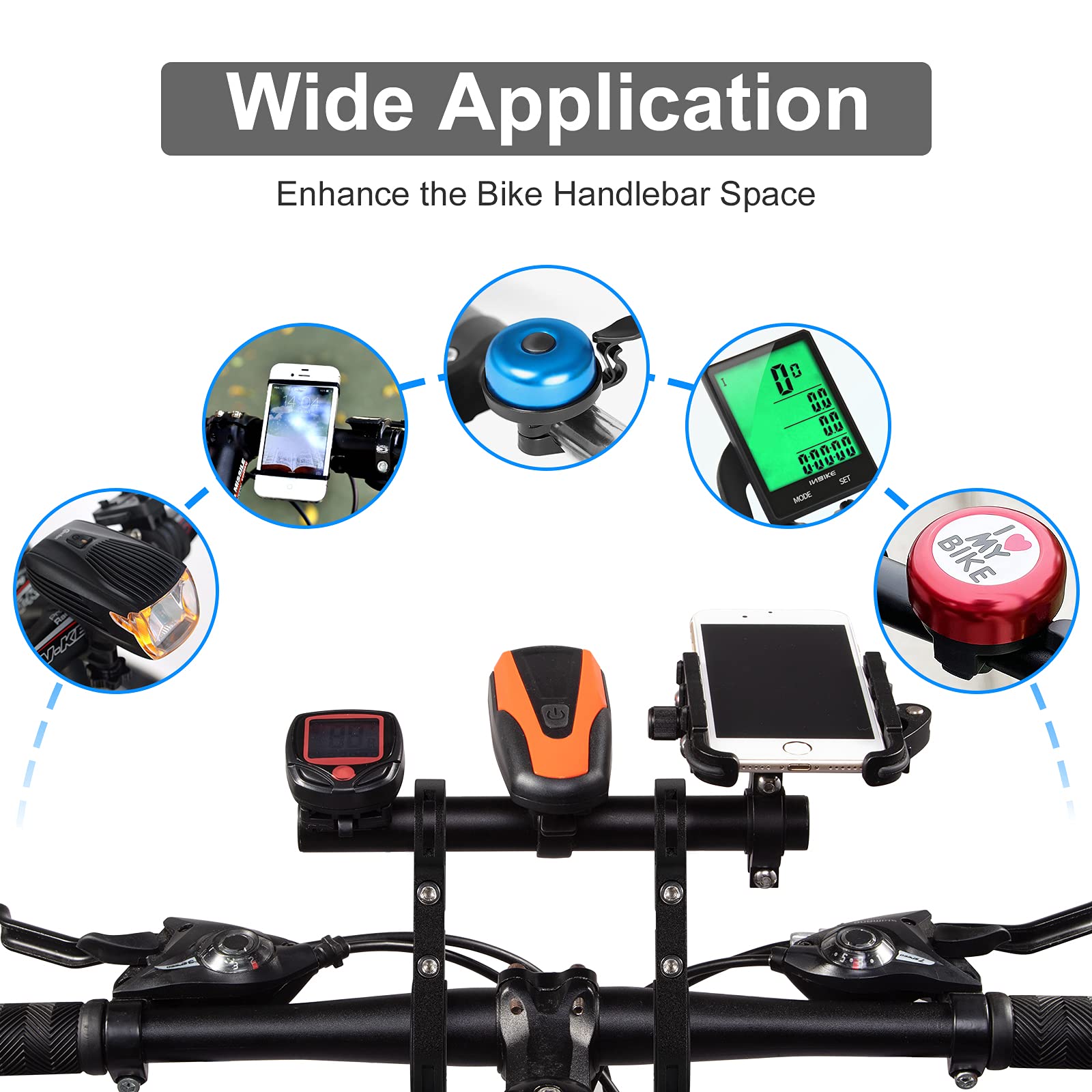 Yizhet Bike Handlebar Extender - Double Extension Mount Holder for Bicycle & E-Bike - Carbon Fiber Bracket - Perfect for Cycling, Commuting & Outdoor Adventures