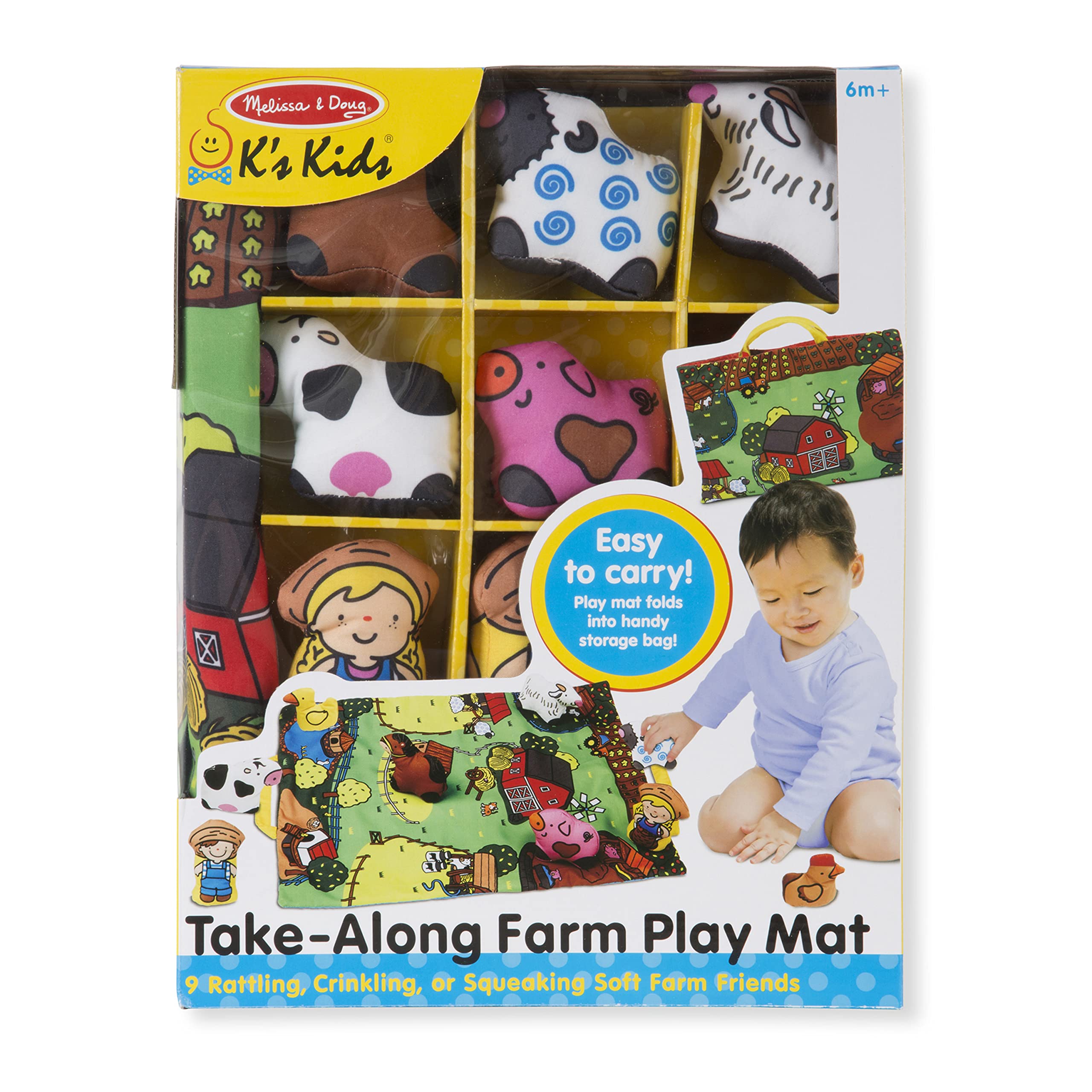 Melissa & Doug Farm Play Mat with 9 Animals - Portable Travel Toy for Babies & Toddlers