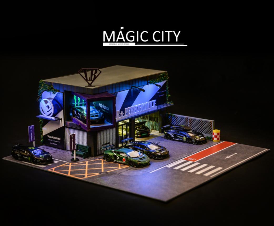 1:64 Scale Liberty Walk Exhibition Diorama Model - Premium Collectible Car Display for Diecast Enthusiasts | Perfect for Showcase, Photography & Home Decoration