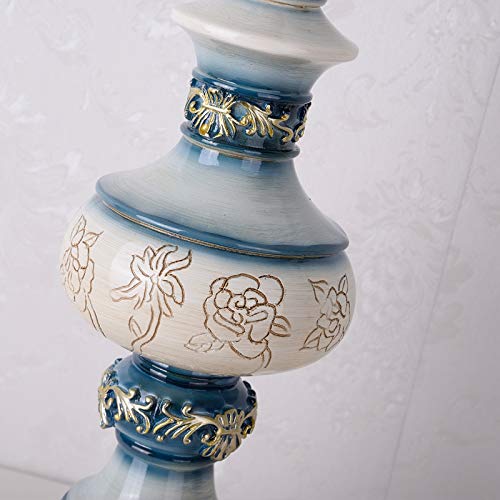 Handmade Victorian Style Blue Table Lamp with Fabric Lampshade - 13