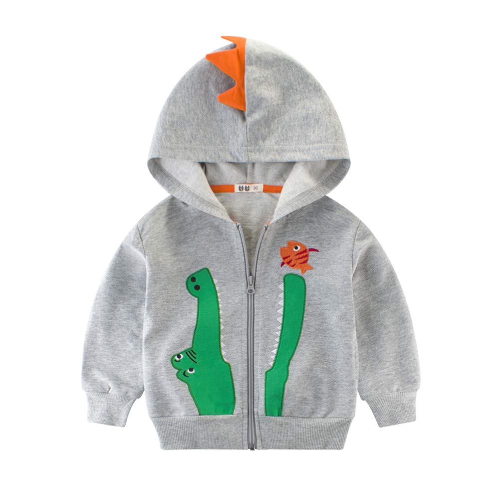 **LitBud Boys' Dinosaur Hooded Jacket - Cute Cartoon Zipper Coat for Toddlers 1-7 Years | Lightweight Spring & Fall Outerwear for Playdates, School & Outdoor Adventures**